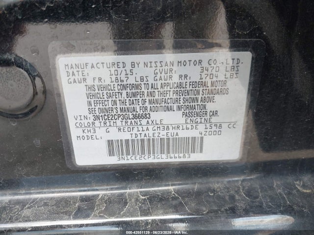 Nissan 2016 2016 3N1CE2CP3GL366683 Image 9