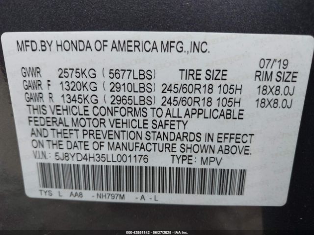 2020 ACURA MDX 5J8YD4H35LL001176 Photo 8