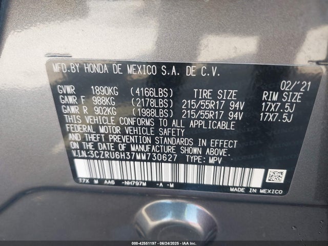 3CZRU6H37MM730627 Honda r18z9