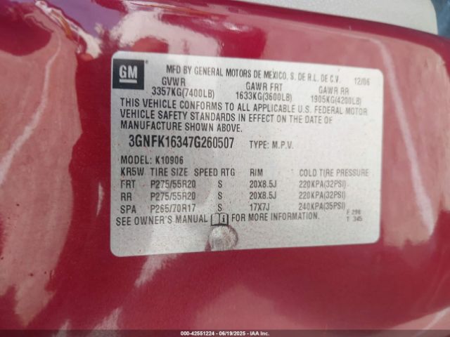2007 CHEVROLET SUBURBAN 1500 3GNFK16347G260507 Photo 8