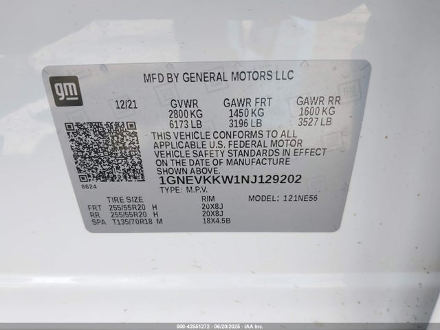 1GNEVKKW1NJ129202 Chevrolet lfy
