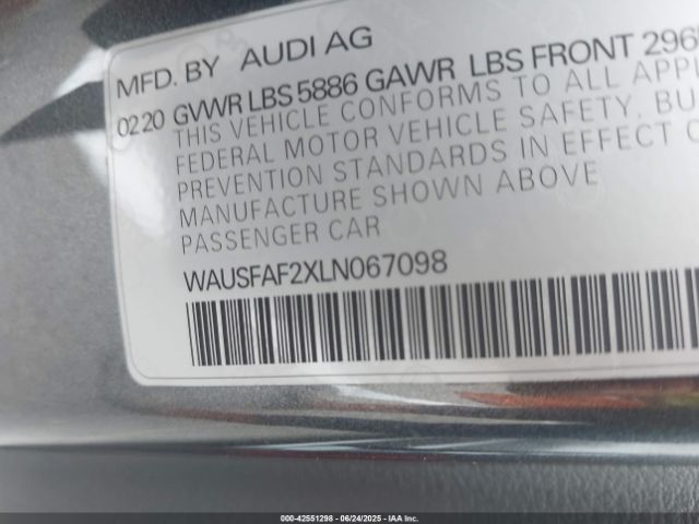 2020 AUDI S7 SPORTBACK WAUSFAF2XLN067098 Photo 8