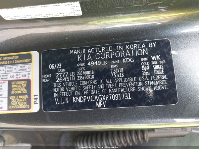 KNDPVCAGXP7091731 KIA t-gdi gamma ii