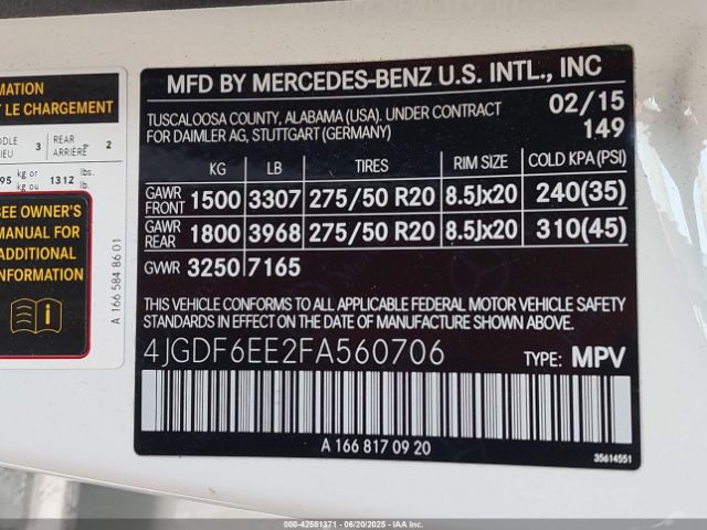 2015 MERCEDES-BENZ GL 450 4JGDF6EE2FA560706 Photo 8