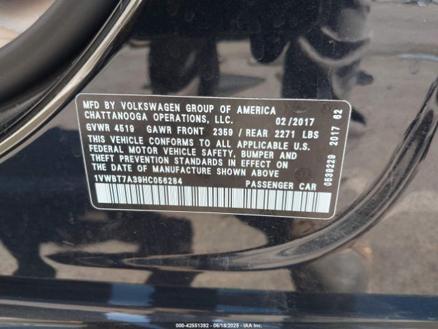1VWBT7A39HC056284 Volkswagen 1.8 tsi