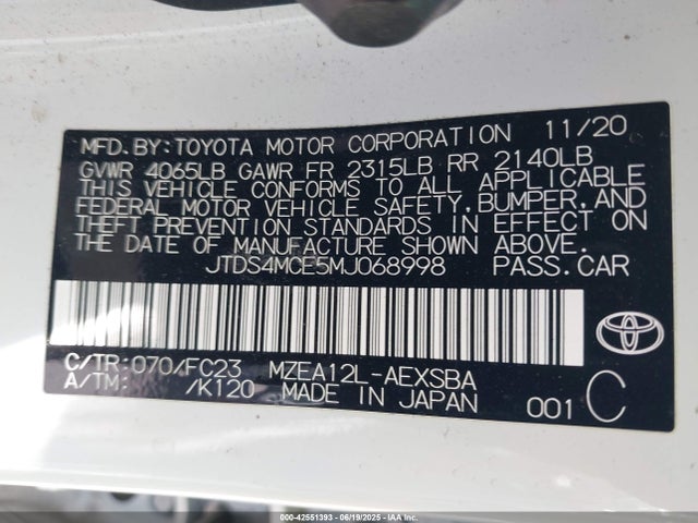 JTDS4MCE5MJ068998 Toyota m20-fks