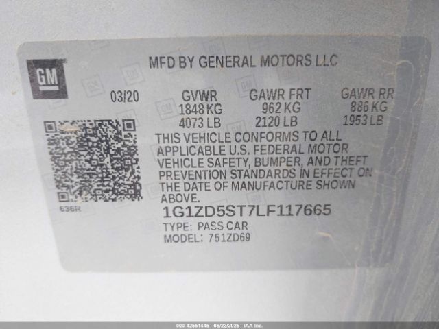 2020 CHEVROLET MALIBU 1G1ZD5ST7LF117665 Photo 8