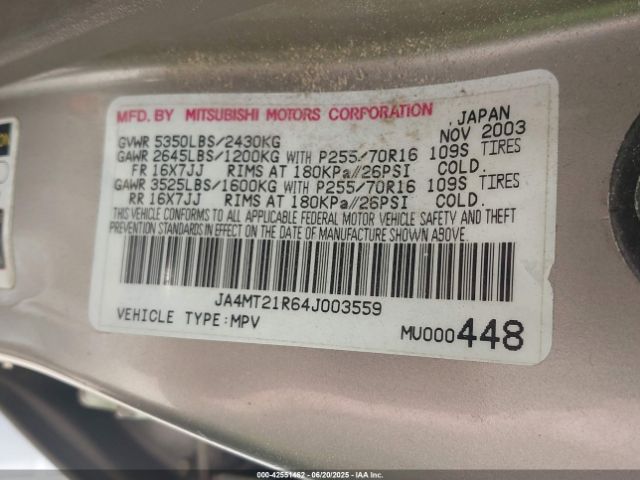 2004 MITSUBISHI MONTERO SPORT JA4MT21R64J003559 Photo 8
