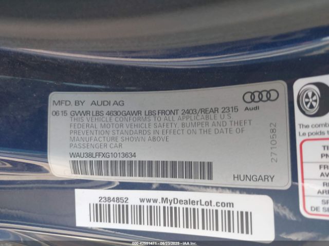 2016 AUDI A3 WAU38LFFXG1013634 Photo 8