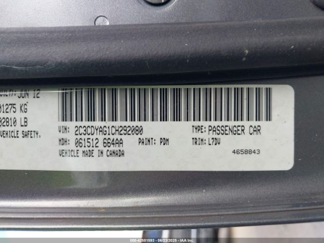 2012 DODGE CHALLENGER 2C3CDYAG1CH292080 Photo 8