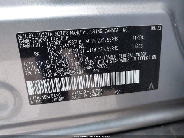 2T3C1RFV0PW298704 Toyota a25a-fks