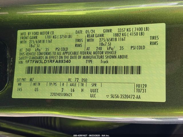 1FTFW3LD1RFA89340 Ford 2024