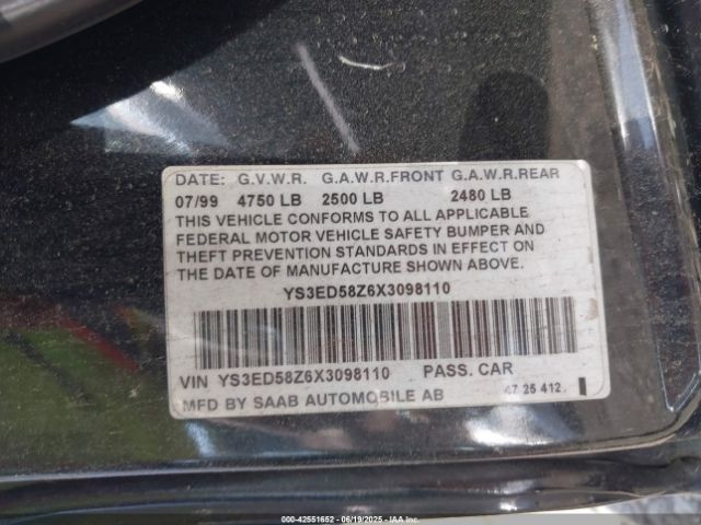 1999 SAAB 9-5 YS3ED58Z6X3098110 Photo 8