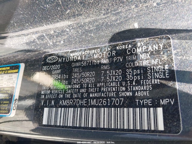 KM8R7DHE1MU261707 Hyundai gdi lambda ii