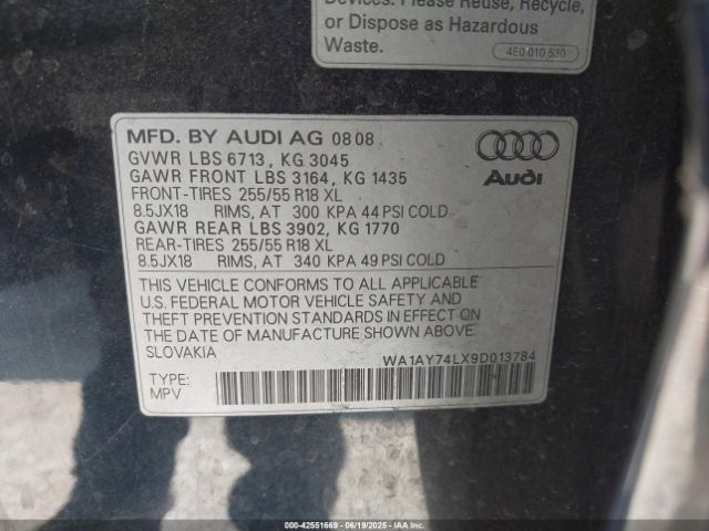 2009 AUDI Q7 WA1AY74LX9D013784 Photo 8