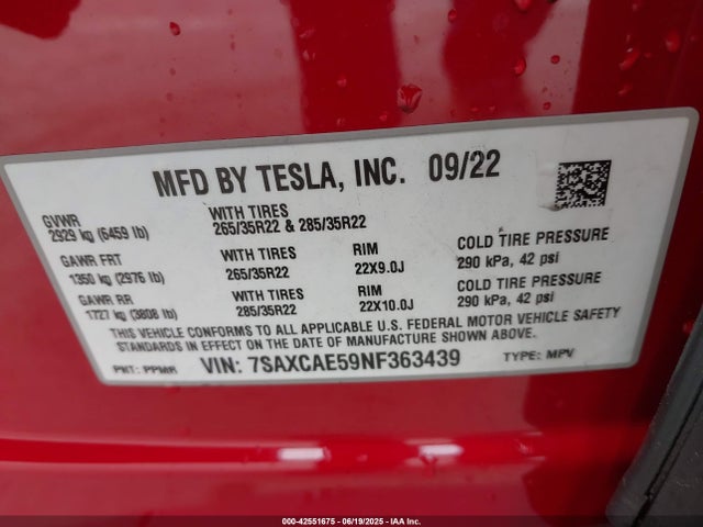 2022 TESLA MODEL X 7SAXCAE59NF363439 Photo 8