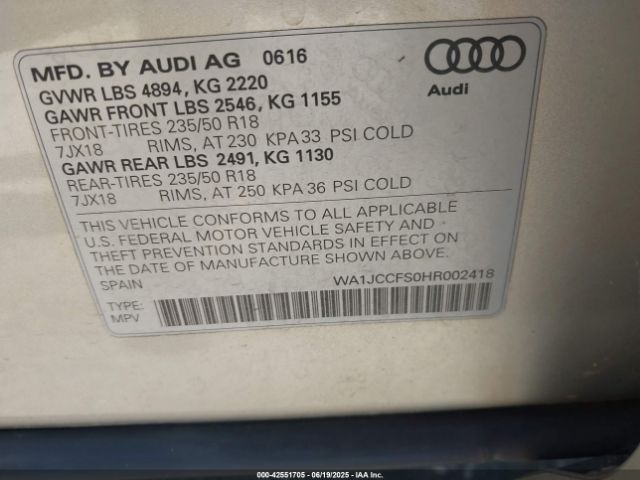 2017 AUDI Q3 WA1JCCFS0HR002418 Photo 8