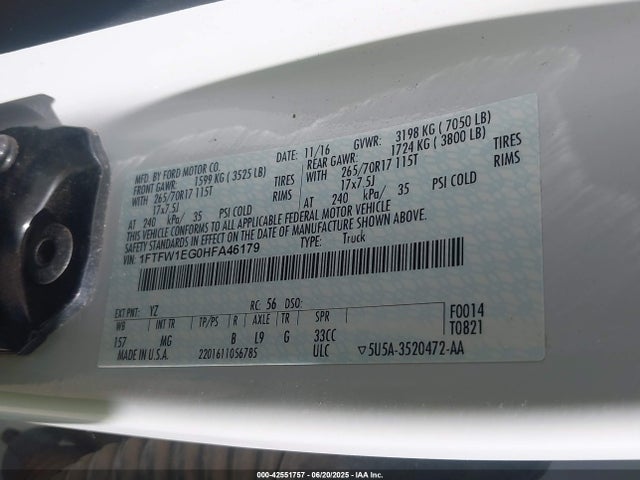 1FTFW1EG0HFA46179 Ford gtdi