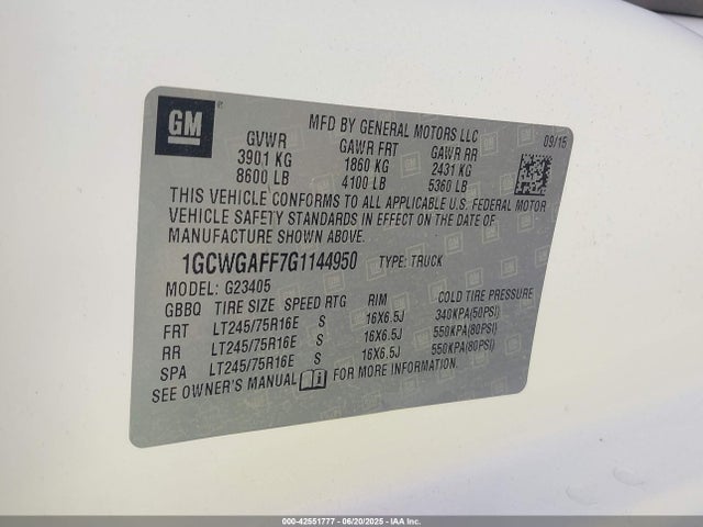 1GCWGAFF7G1144950 Chevrolet l20 - flexible fuel (gas/ethanol), sfi iron