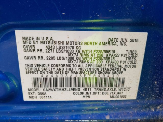 2015 MITSUBISHI OUTLANDER SPORT 4A4AR3AU8FE040439 Photo 8