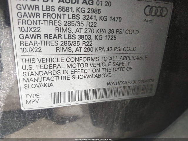 2020 AUDI Q7 WA1VXAF73LD004076 Photo 8