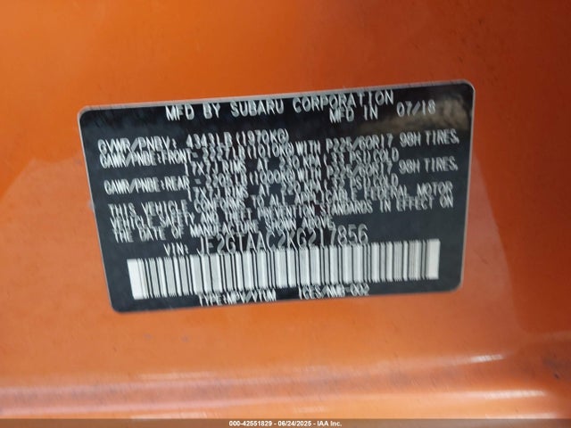 JF2GTAAC2KG217856 Subaru naturally aspirated