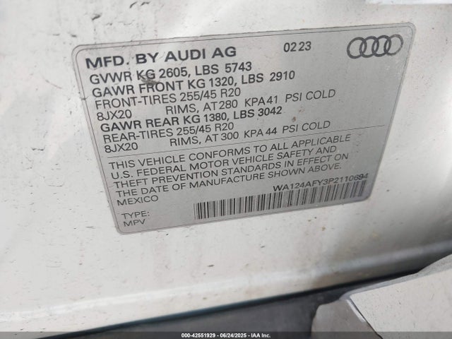 2023 AUDI SQ5 SPORTBACK WA124AFY3P2110694 Photo 8