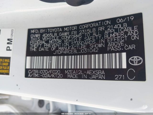 JTDP4RCE8LJ031042 Toyota m20-fks
