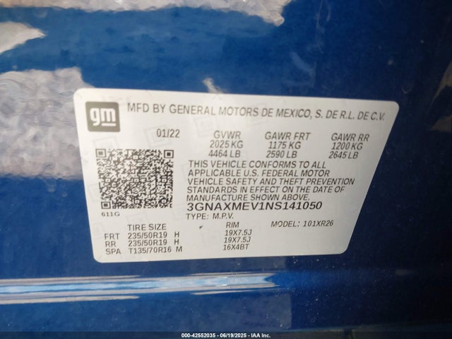 Chevrolet lyx 2022 3GNAXMEV1NS141050 Image 9