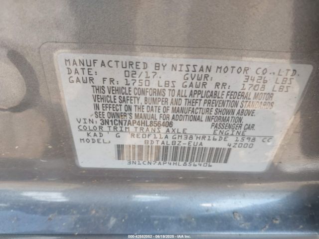 2017 NISSAN VERSA 3N1CN7AP4HL856406 Photo 8