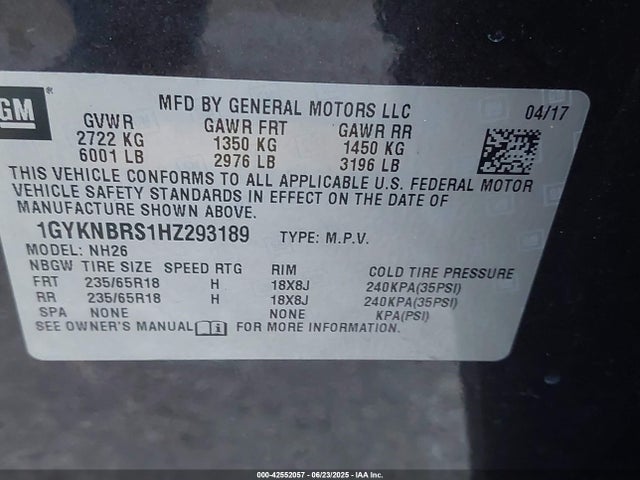 2017 CADILLAC XT5 1GYKNBRS1HZ293189 Photo 8