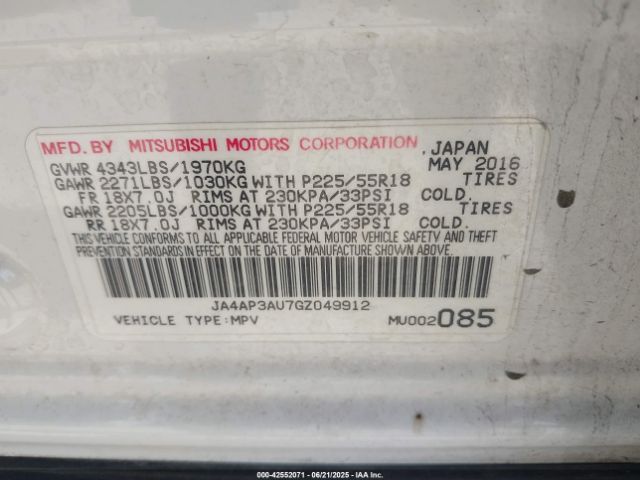 2016 MITSUBISHI OUTLANDER SPORT JA4AP3AU7GZ049912 Photo 8