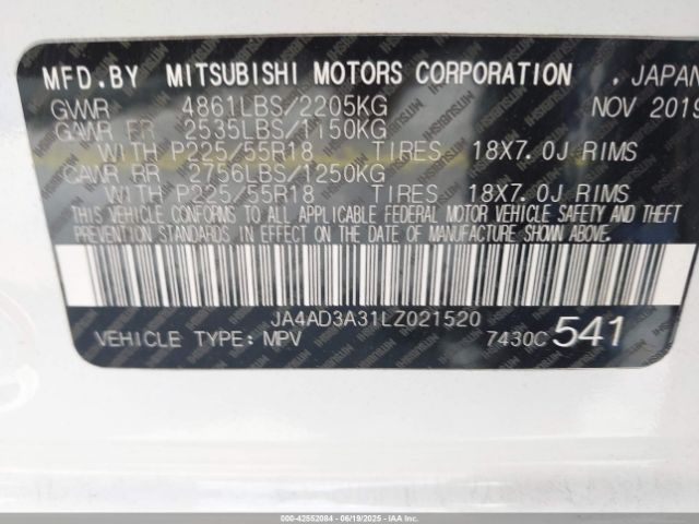 2020 MITSUBISHI OUTLANDER JA4AD3A31LZ021520 Photo 8