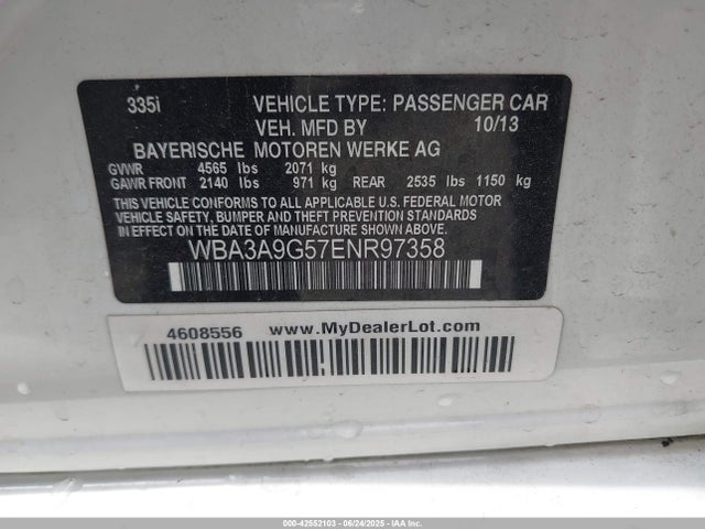 WBA3A9G57ENR97358 BMW 2014