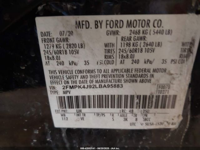 2020 FORD EDGE 2FMPK4J92LBA95883 Photo 8