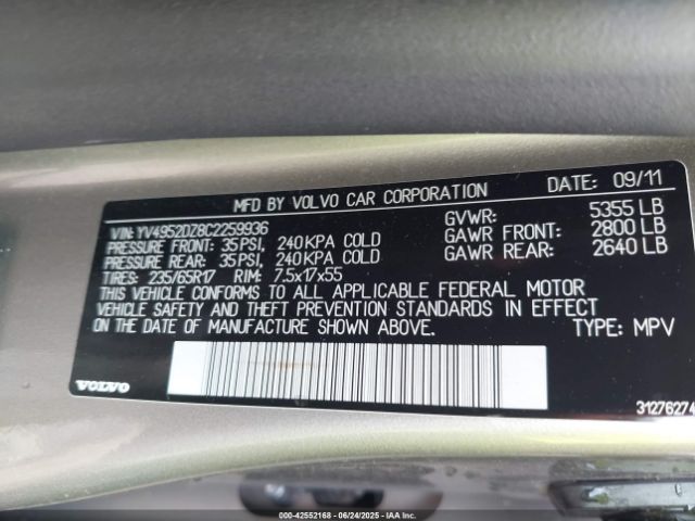 2012 VOLVO XC60 YV4952DZ8C2259936 Photo 8