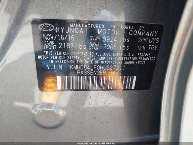 KMHD84LF0HU327211 Hyundai 2017