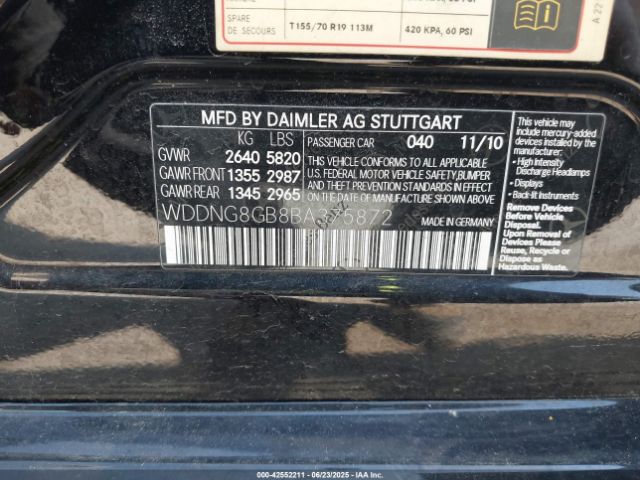 2011 MERCEDES-BENZ S 550 WDDNG8GB8BA375872 Photo 8