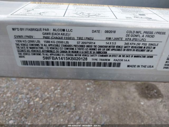 2019 POLARIS RZR 5WFBA1415KB020128 Photo 8