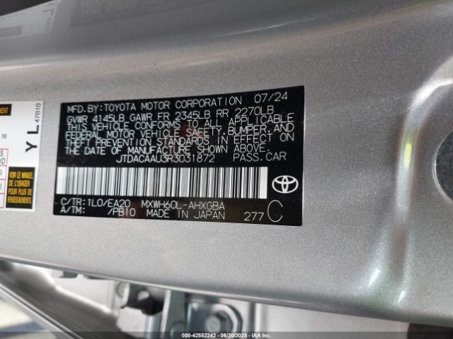 2024 TOYOTA PRIUS JTDACAAU3R3031872 Photo 8