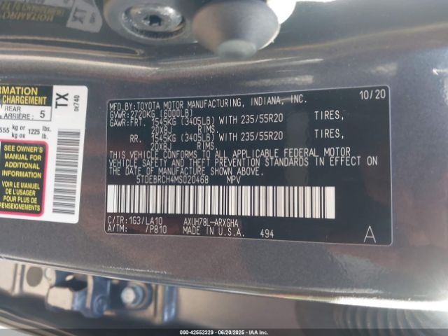 2021 TOYOTA HIGHLANDER 5TDEBRCH4MS020468 Photo 8