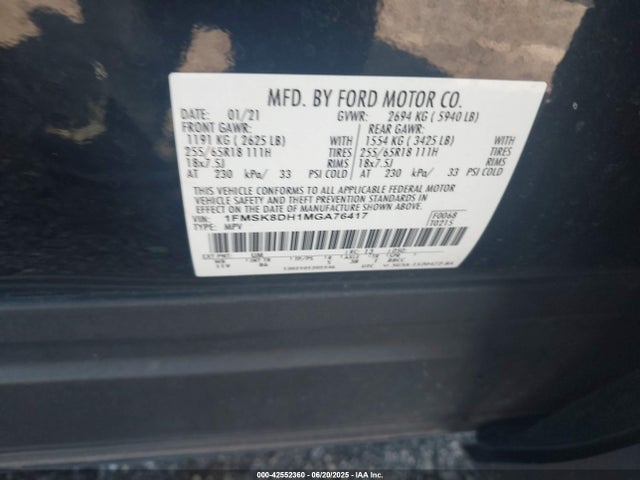 Ford Explorer 2021 1FMSK8DH1MGA76417 Image 9