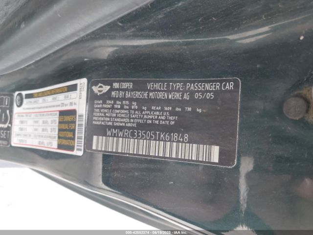 2005 MINI COOPER WMWRC33505TK61848 Photo 8