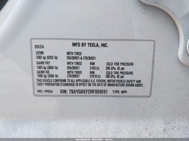 2024 TESLA MODEL Y 7SAYGDEF2RF089591 Photo 8