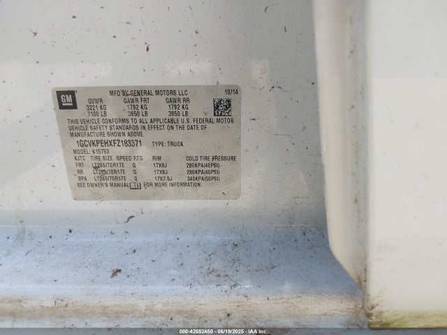 1GCVKPEHXFZ183371 Chevrolet lv3 - vvt, aluminum, e85 max