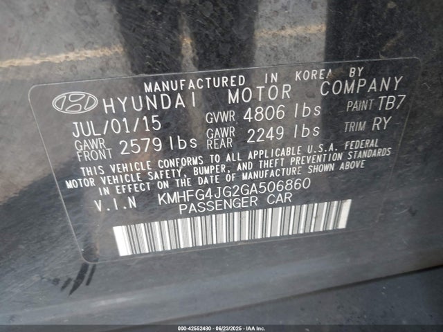KMHFG4JG2GA506860 Hyundai dohc gdi lambda ii