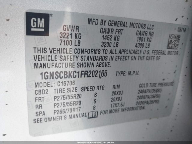 2015 CHEVROLET TAHOE 1GNSCBKC1FR202165 Photo 8