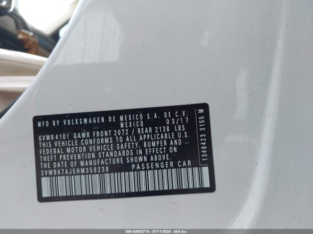 3VWB67AJ5HM358238 Volkswagen 1.4 tsi