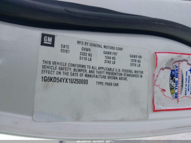 2001 CADILLAC DEVILLE 1G6KD54YX1U250093 Photo 8