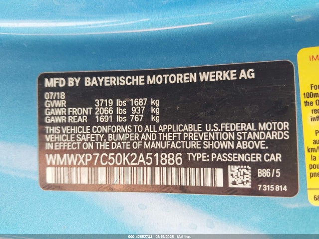 Mini Hardtop 2019 WMWXP7C50K2A51886 Image 9